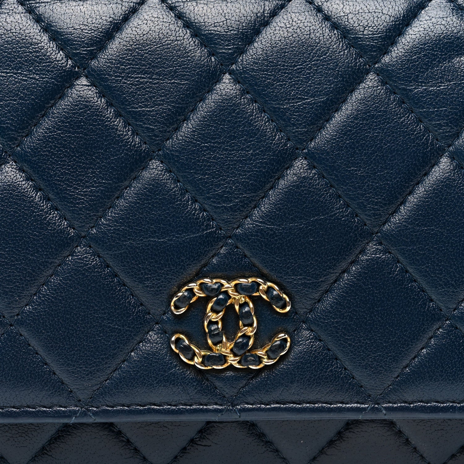 Chanel Goatskin Quilted Chanel 19 Wallet On Chain WOC Blue 8 of 10
