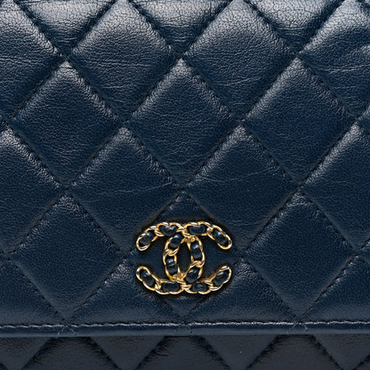 Chanel Goatskin Quilted Chanel 19 Wallet On Chain WOC Blue 8 of 10
