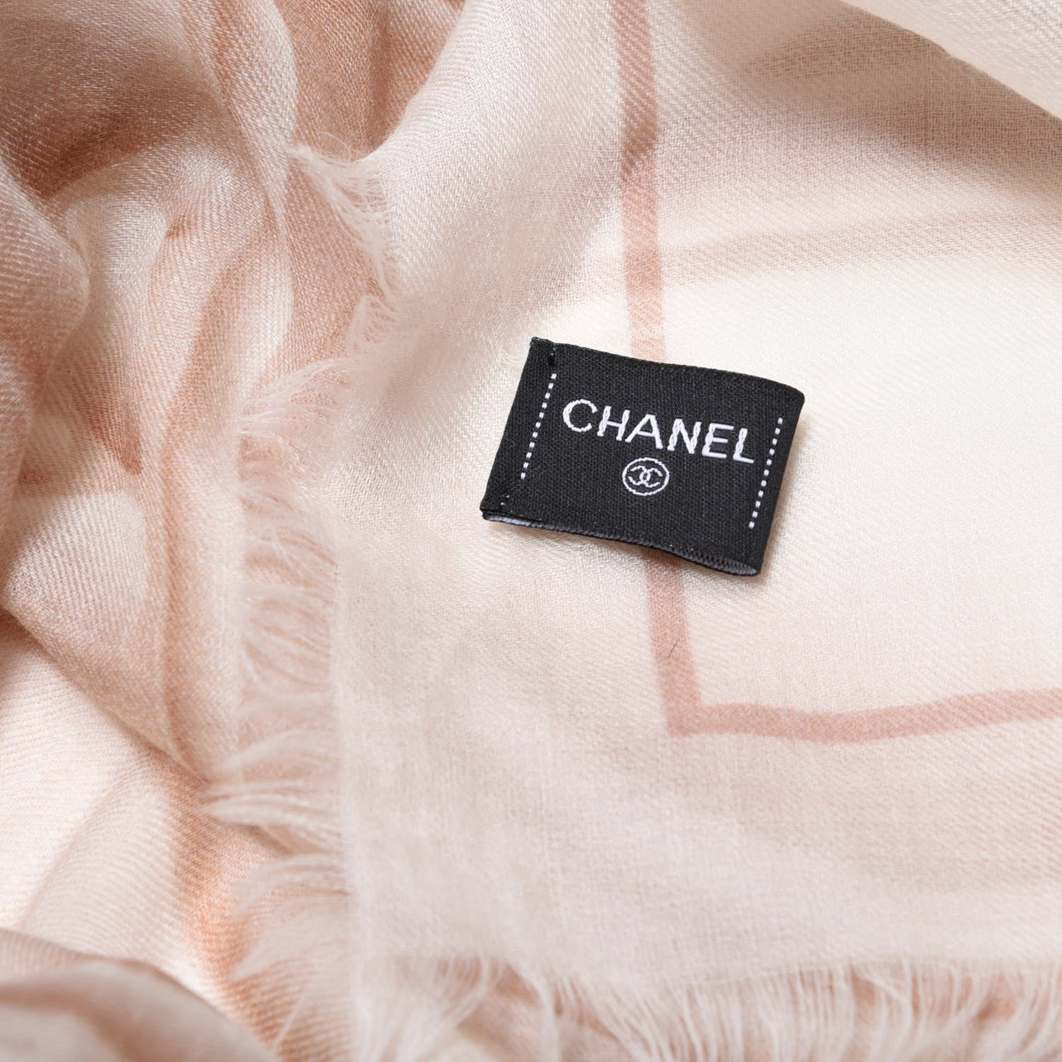 Chanel Cashmere CC Logo Scarf Beige 2 of 2