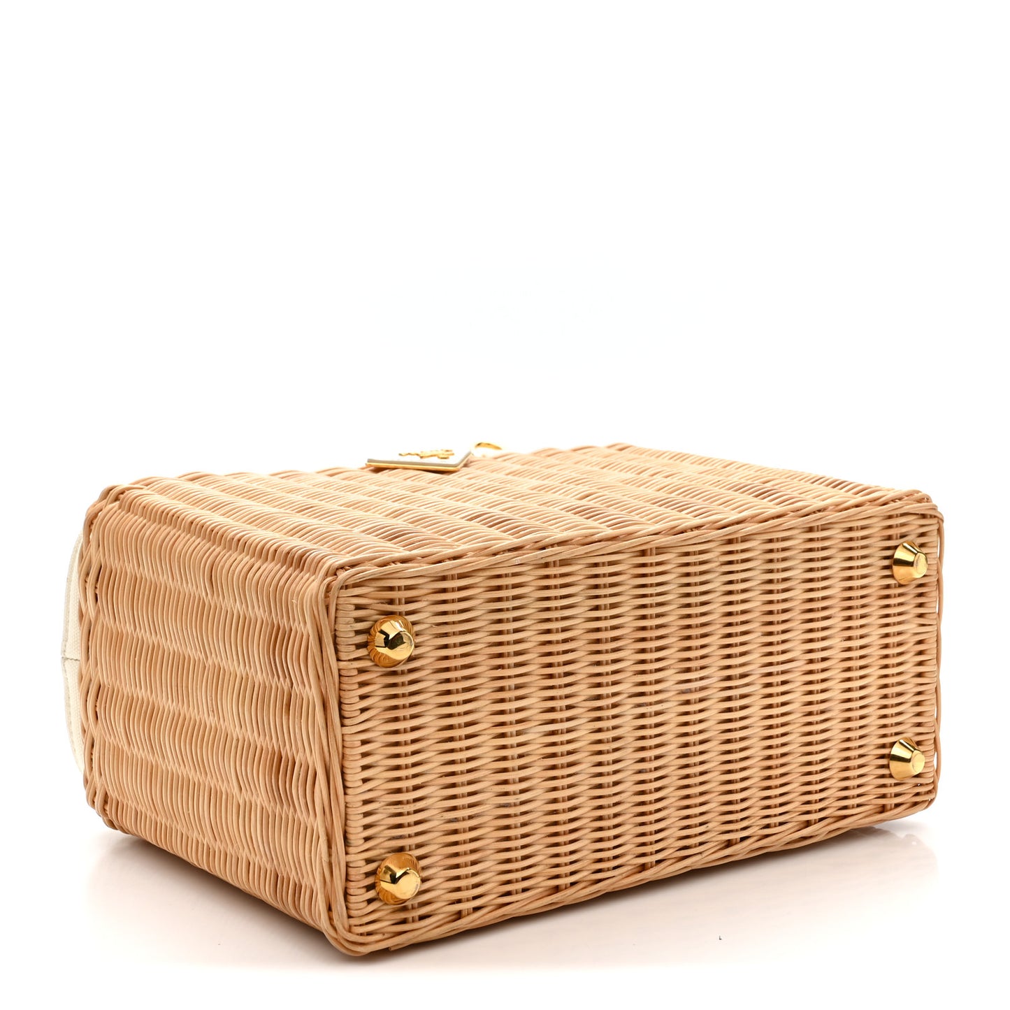 Wicker Canvas Tote  Naturale  White