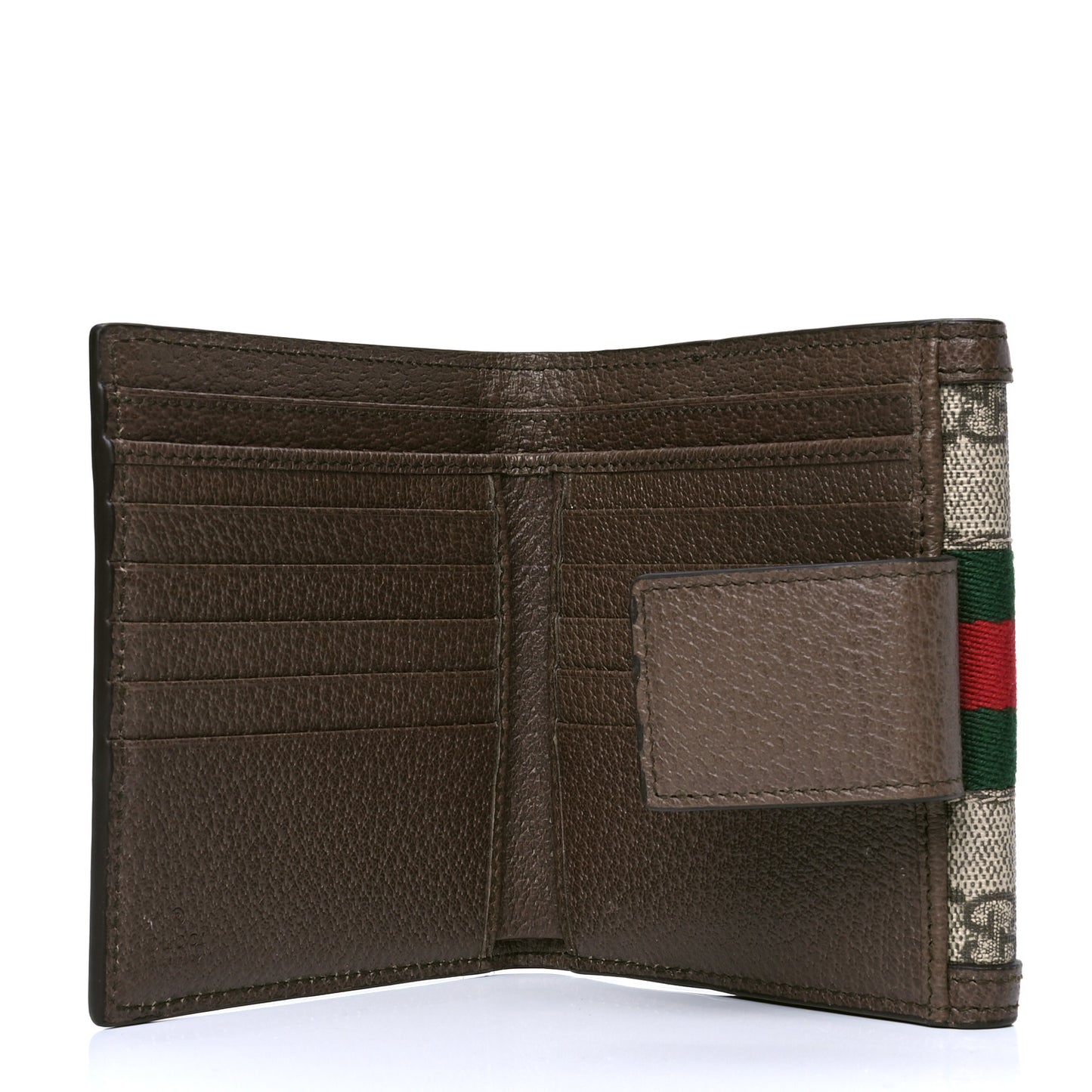 GG Supreme Monogram Web Ophidia French Flap Wallet Beige New Acero