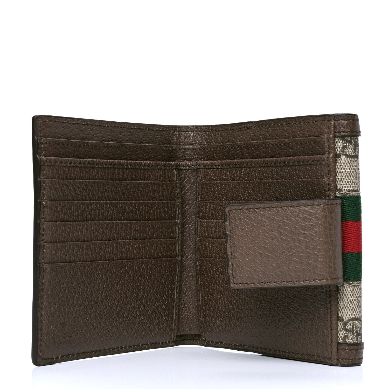 Gucci GG Supreme Monogram Web Ophidia French Flap Wallet Beige New Acero 4 of 5