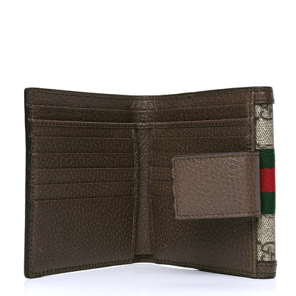 Gucci GG Supreme Monogram Web Ophidia French Flap Wallet Beige New Acero 4 of 5