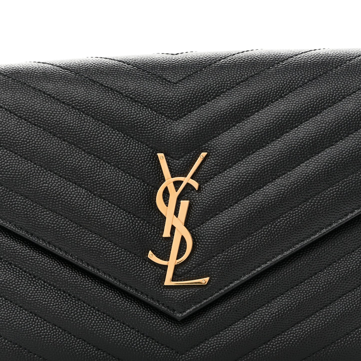Grain De Poudre Matelasse Chevron Monogram Envelope Clutch Black