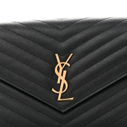 Saint Laurent Grain De Poudre Matelasse Chevron Monogram Envelope Clutch Black 8 of 11