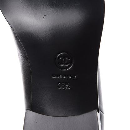 Chanel Glazed Calfskin CC High Boots 38.5 Black 6 of 7