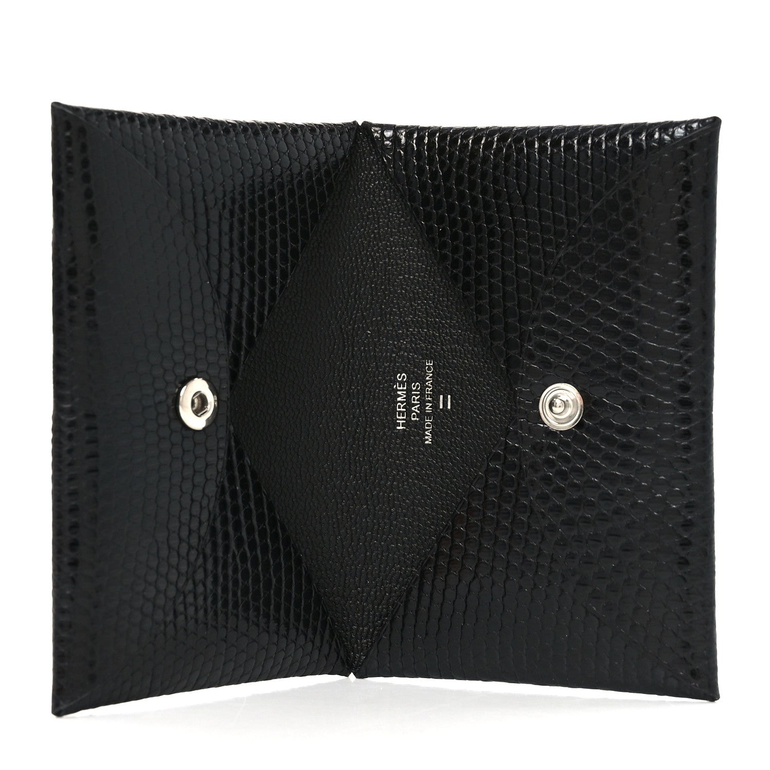 Hermes Lizard Calvi Card Case Black 5 of 8