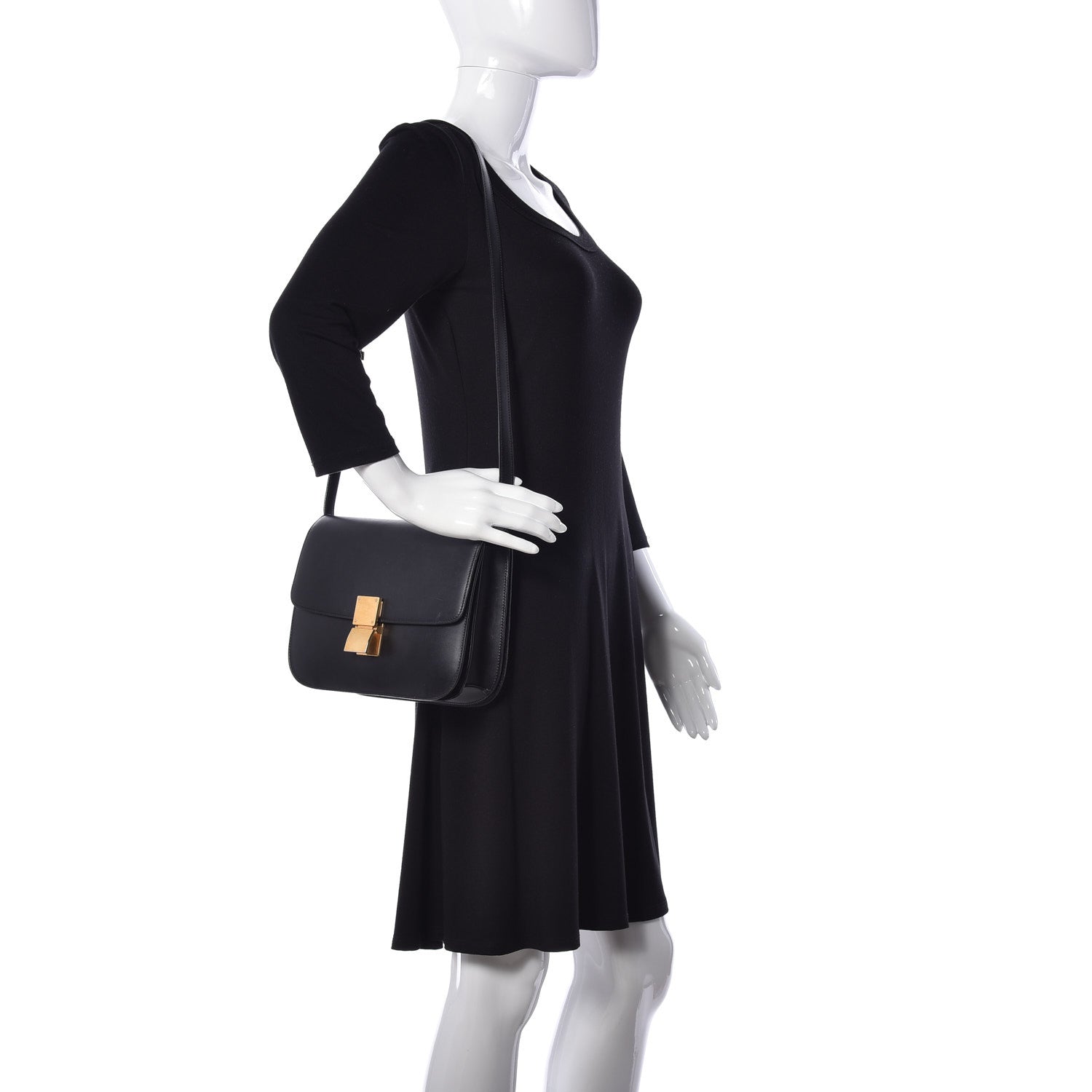 Celine Box Calfskin Medium Classic Box Flap Bag Black 2 of 12
