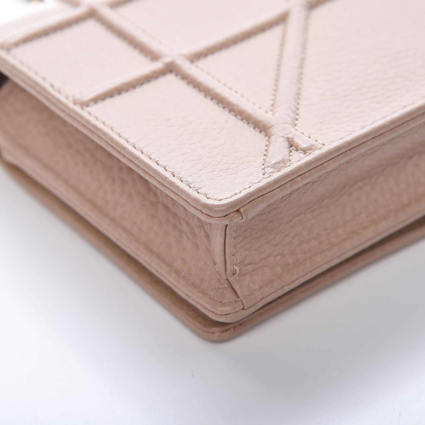 Grained Calfskin Diorama Wallet on Chain Pouch Nude