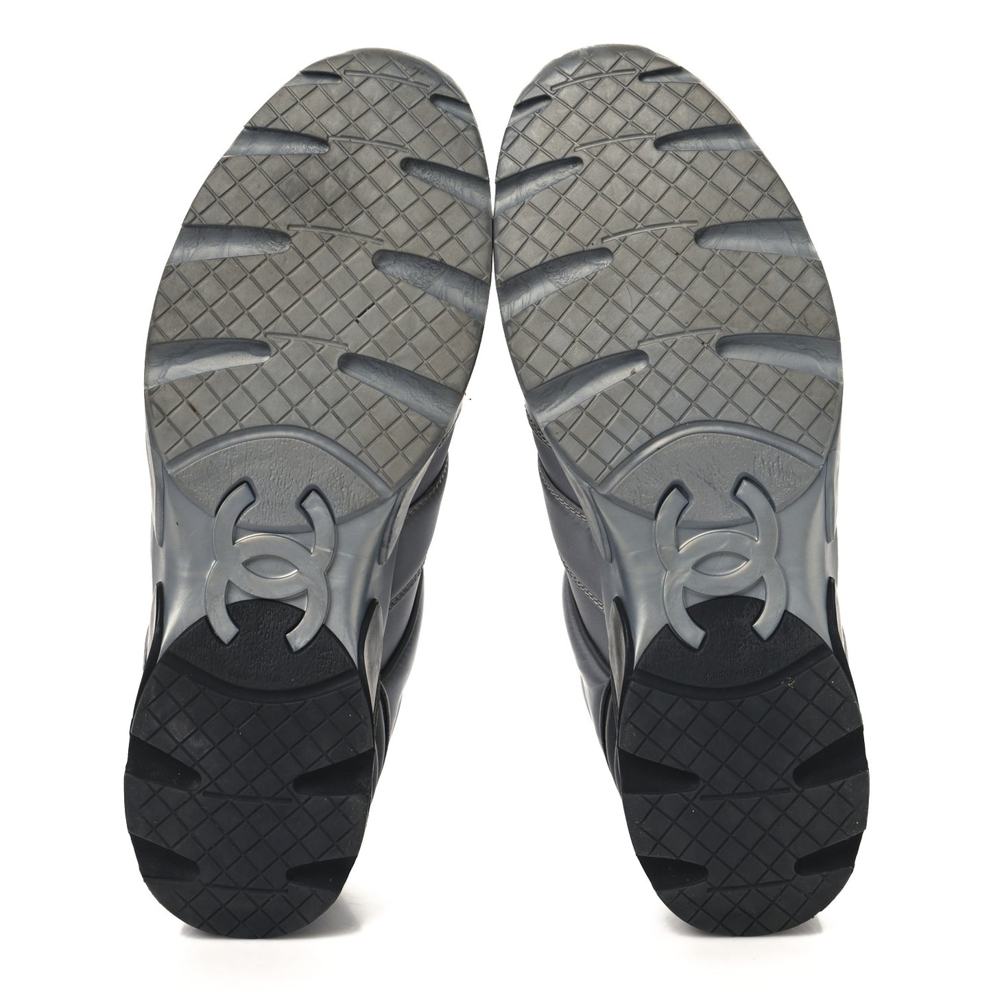 Calfskin Nylon Womens CC Sneakers 41.5 Grey
