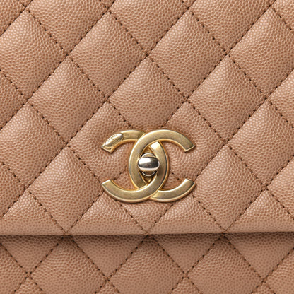 Chanel Caviar Lizard Quilted Small Coco Handle Flap Beige 12 of 13