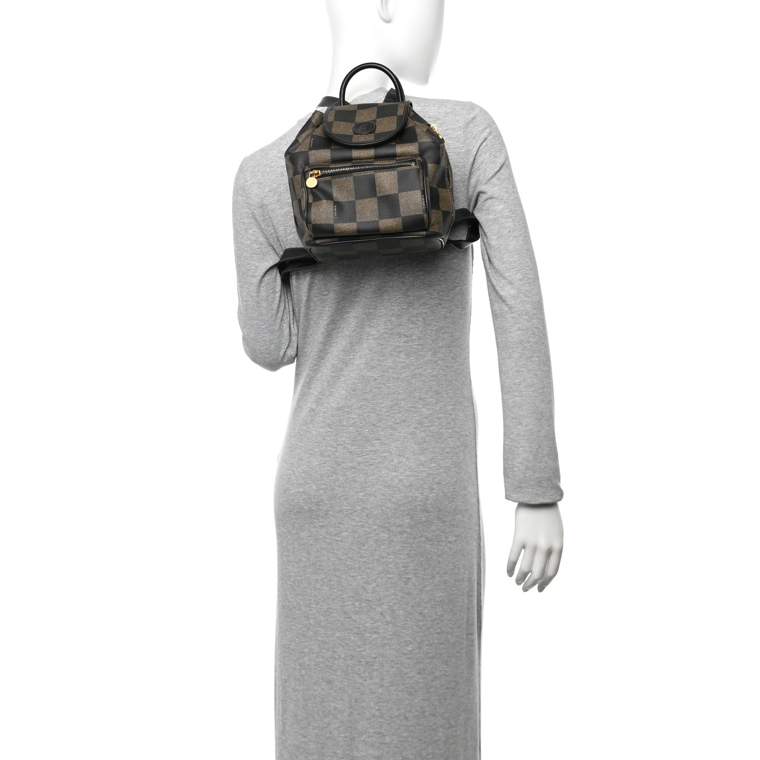 Fendi Coated Canvas Pequin Drawstring Backpack Tobacco 2 of 9