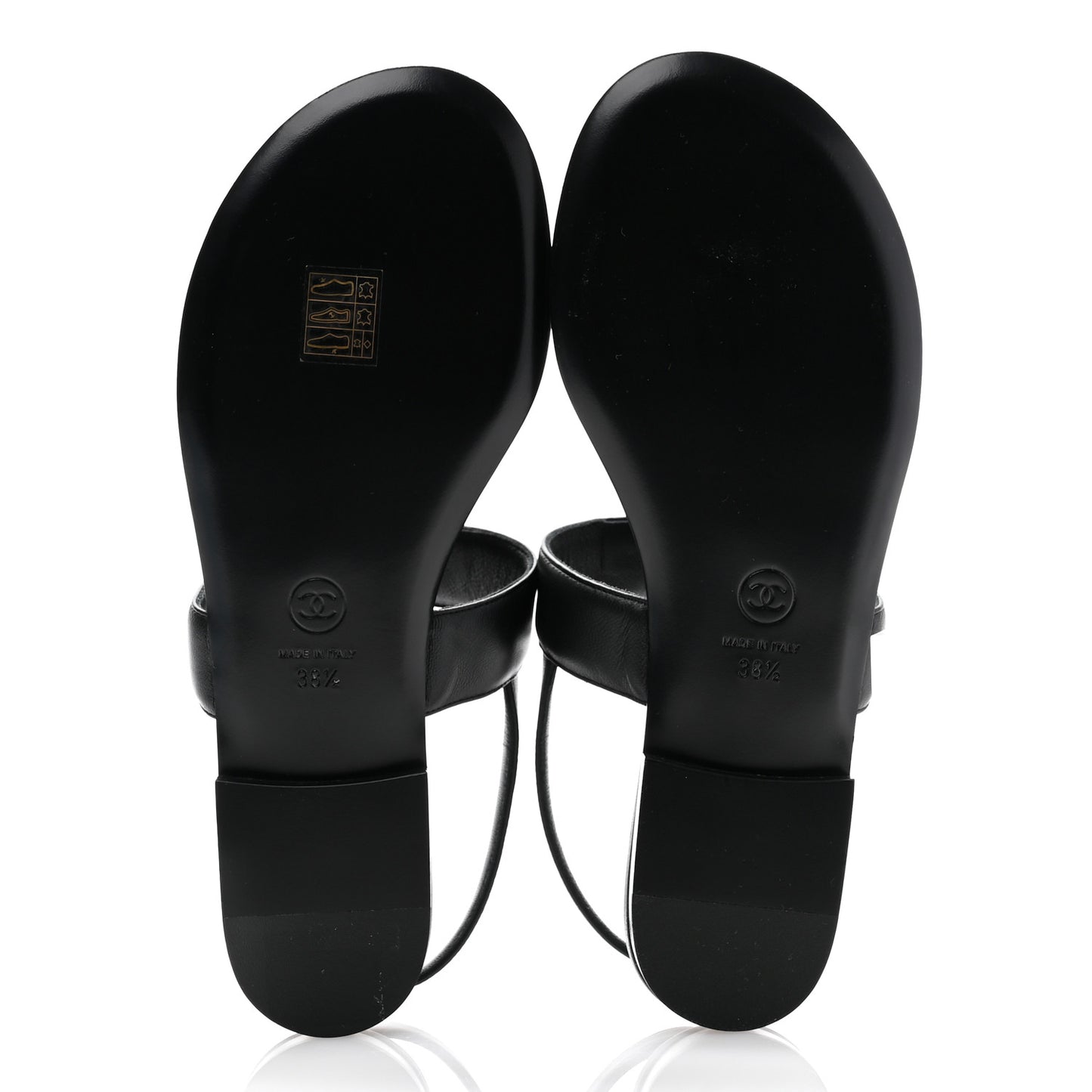 Lambskin Gripoix CC Thong Sandals 38.5 Black Gold