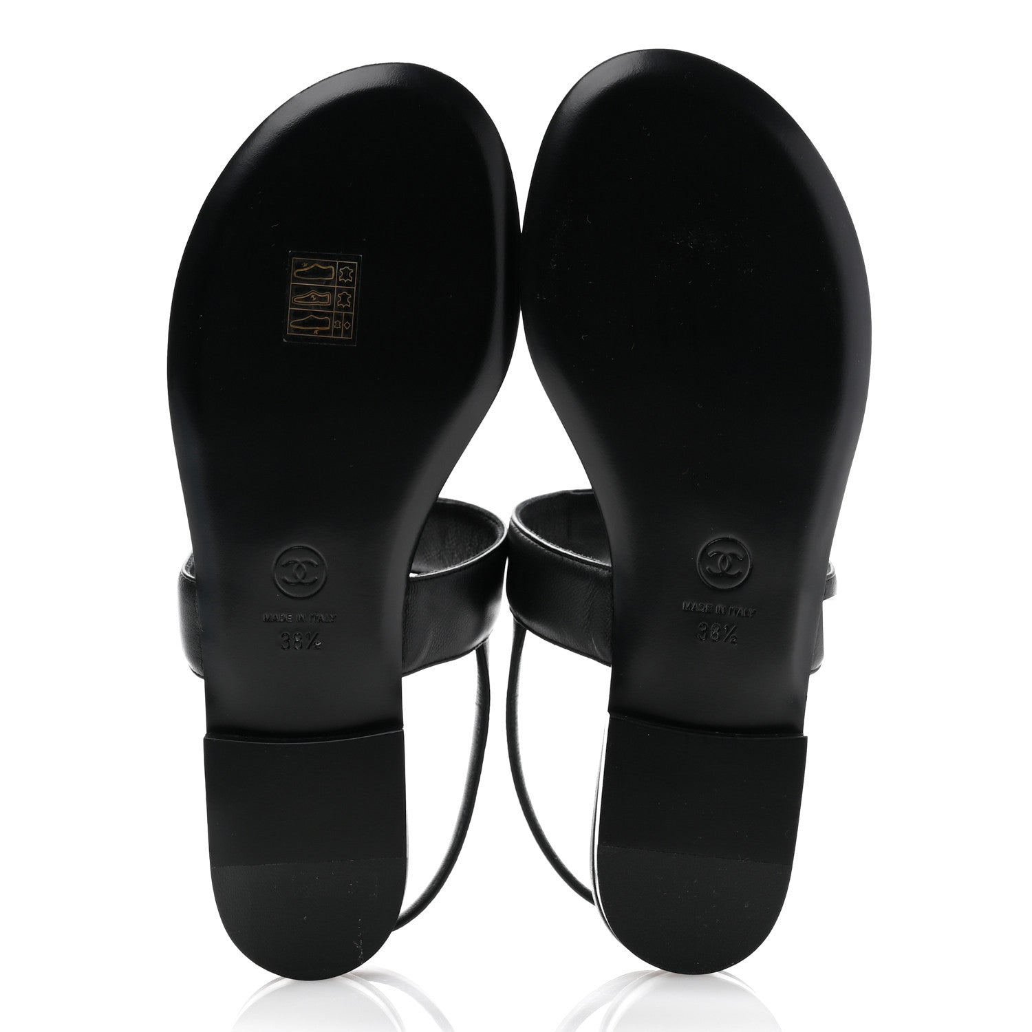 Chanel Lambskin Gripoix CC Thong Sandals 38.5 Black Gold 5 of 9
