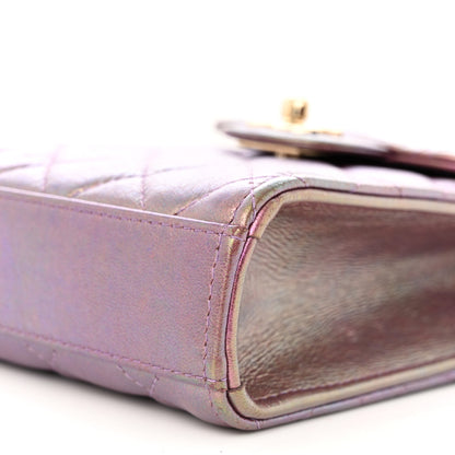 Chanel Iridescent Lambskin Quilted CC Phone Holder Purple 11 of 13
