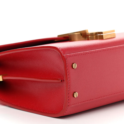 Saint Laurent Grain de Poudre Mini Classic Monogram Cassandra Top Handle Red 8 of 9