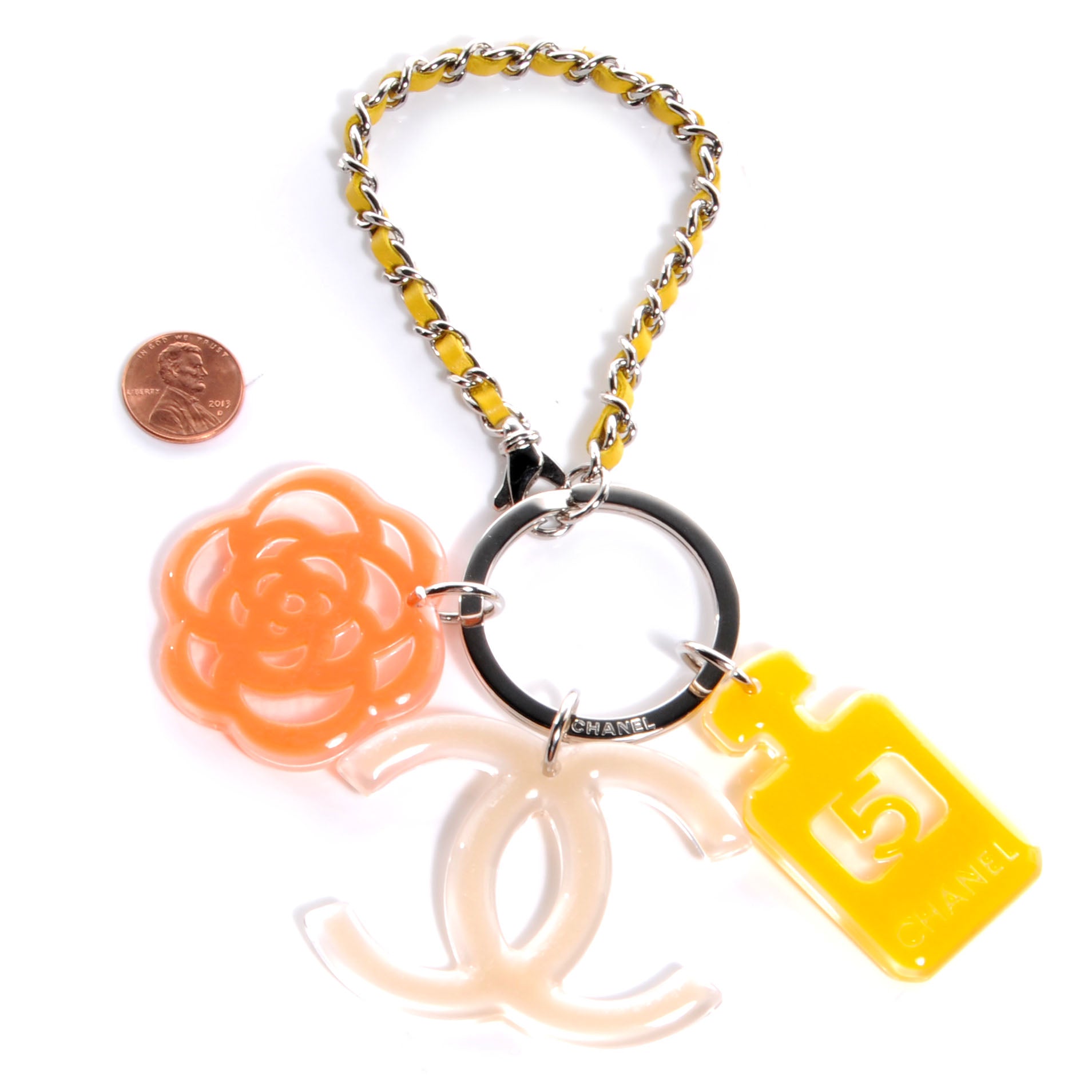 Chanel Resin Camellia N°5 Key Chain Silver 2 of 5