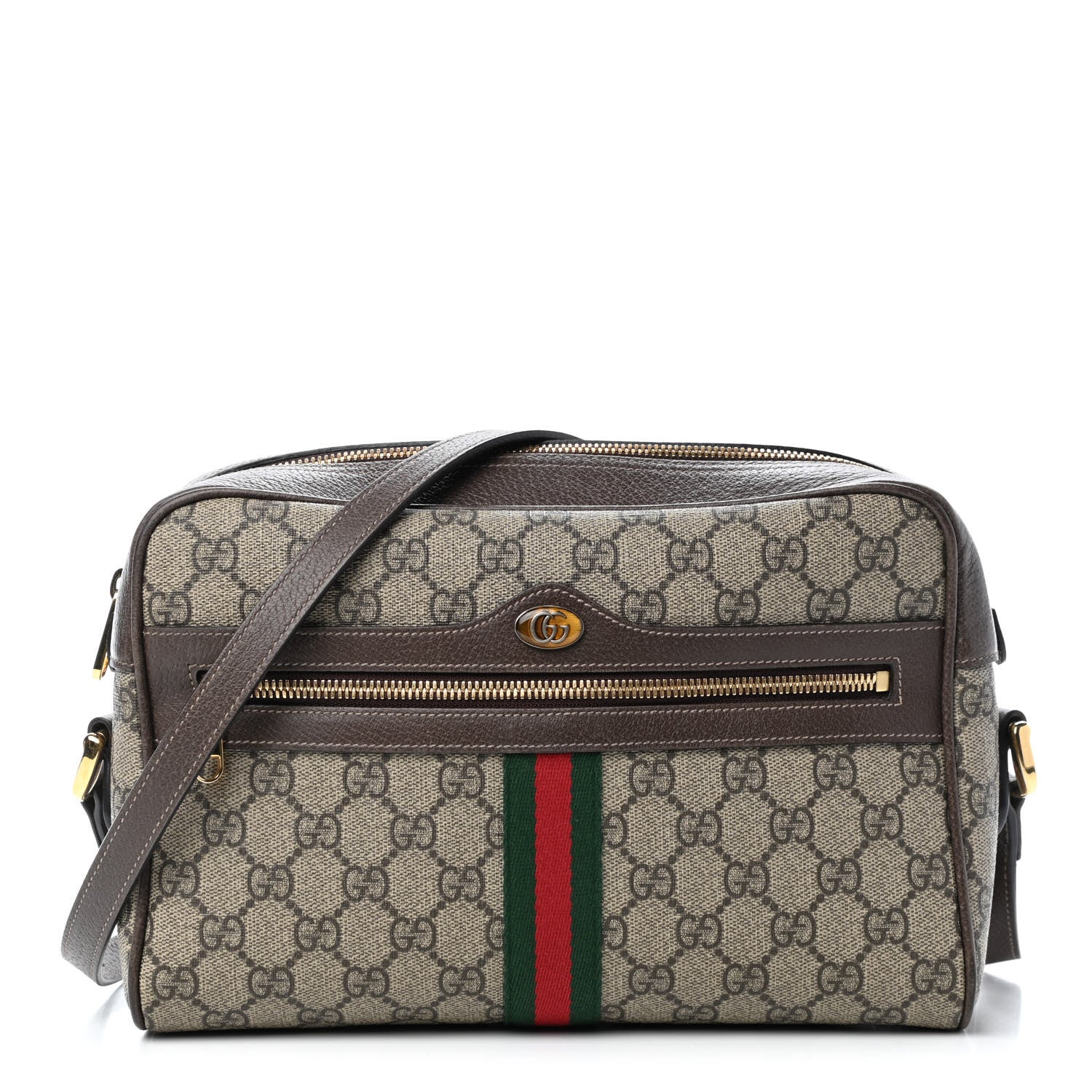 Gucci GG Supreme Monogram Web Small Ophidia Shoulder Bag Brown 1 of 10