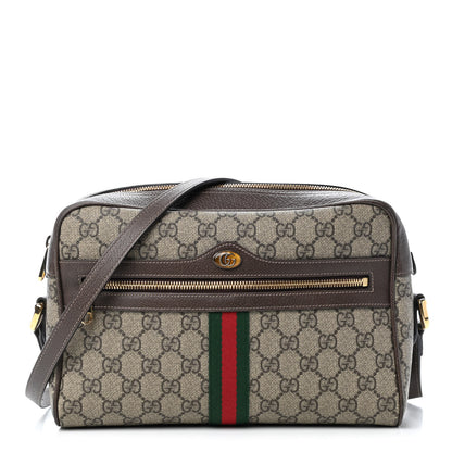 Gucci GG Supreme Monogram Web Small Ophidia Shoulder Bag Brown 1 of 10