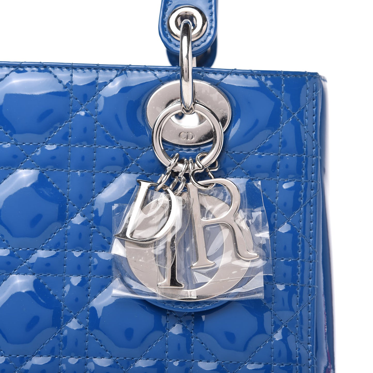 Patent Cannage Medium Lady Dior Blue