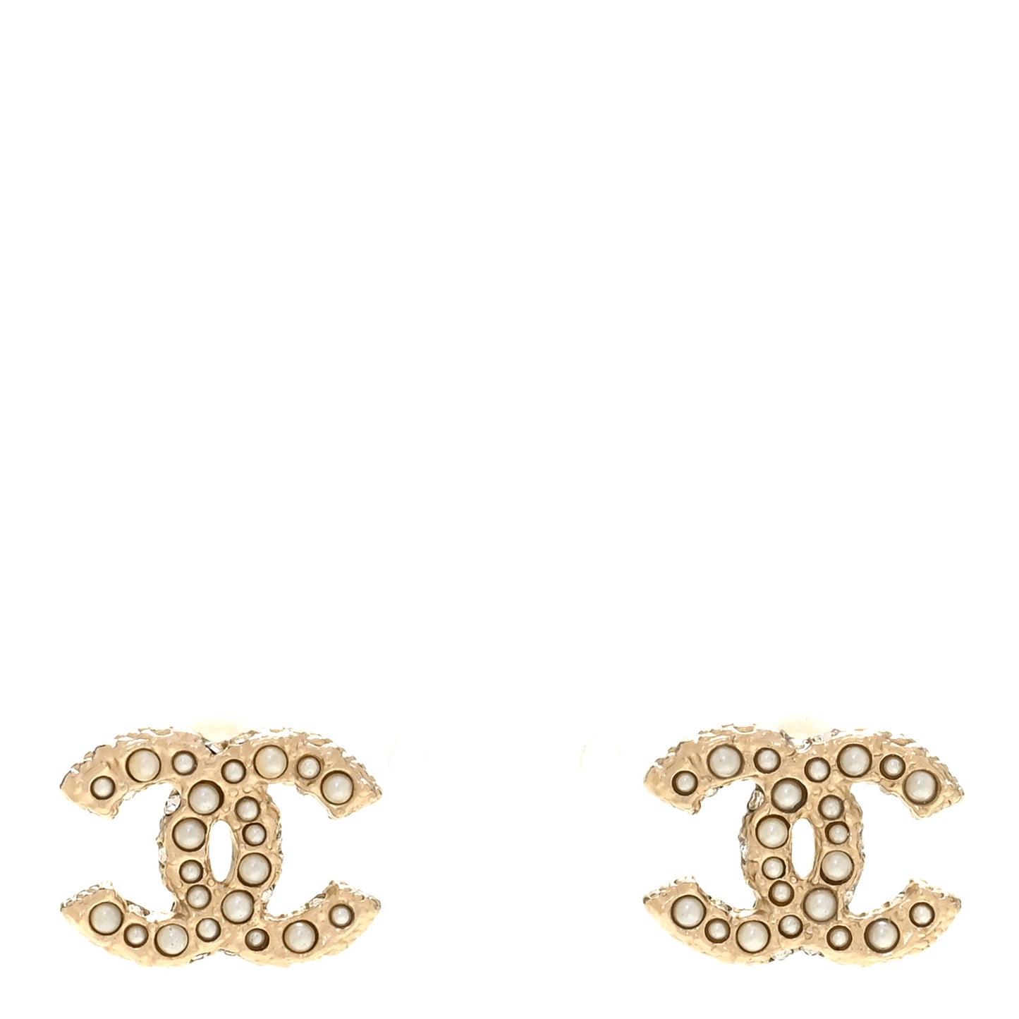 Metal Graduated Pearl Crystal CC Earrings Light Gold