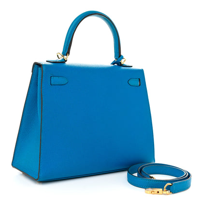 Hermes Chevre Mysore Kelly Sellier 25 Bleu Zanzibar 3 of 12