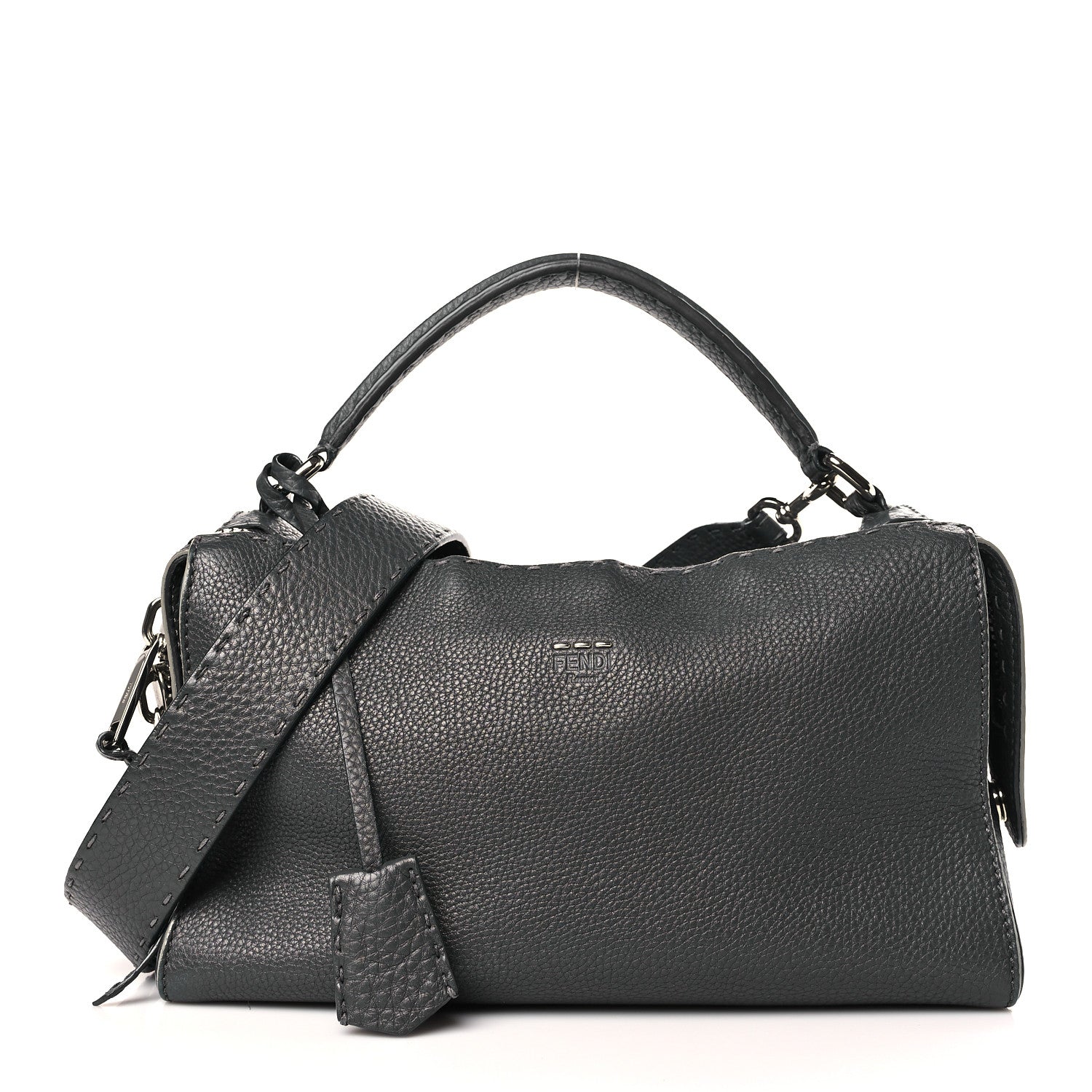 Fendi Cuoio Romano Selleria Lei Boston Tote Asfalto 4 of 9