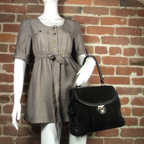 Marc Jacobs Soft Calf Suede Top Handle Satchel Black 2 of 8