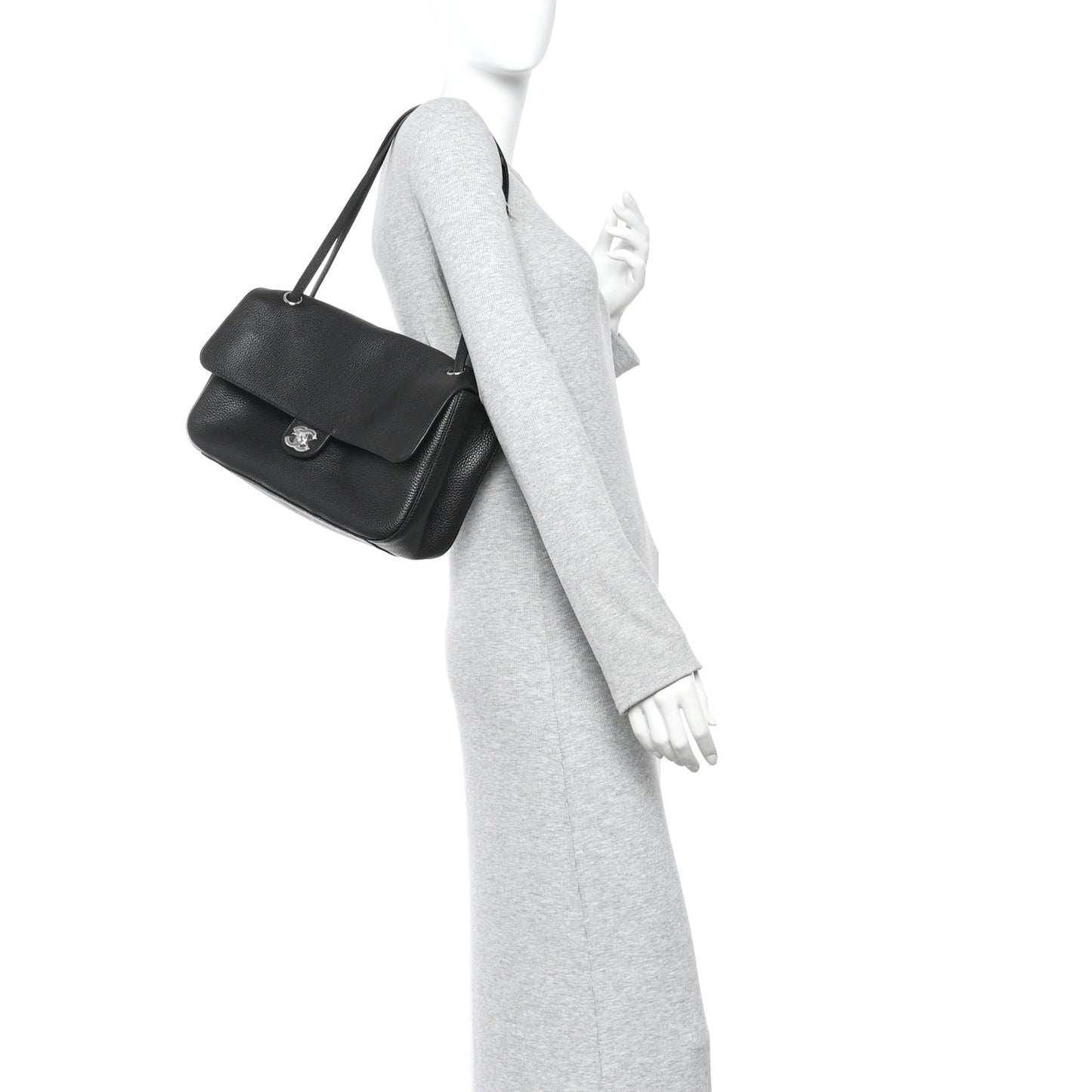 Grained Calfskin Small Souplissimo Maxi Flap Black