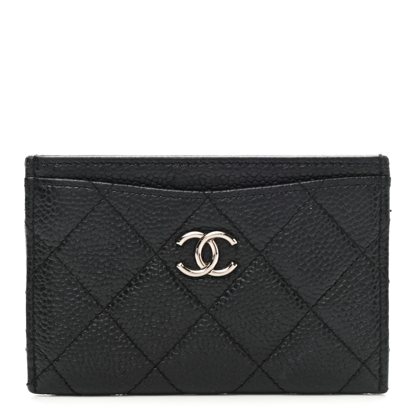 Caviar Quilted Card Holder Black