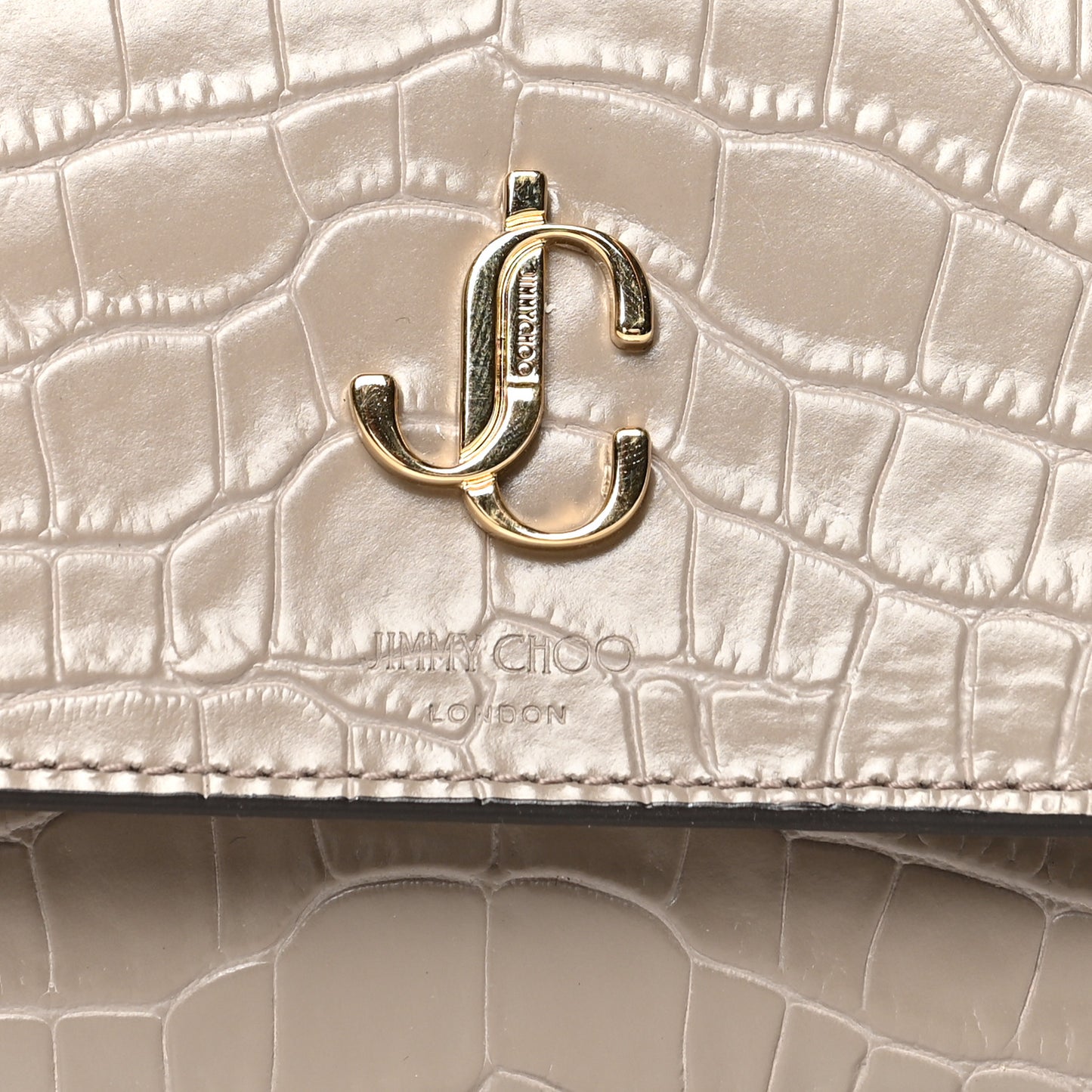 Calfskin Crocodile Embossed Martina Continental Wallet Grey
