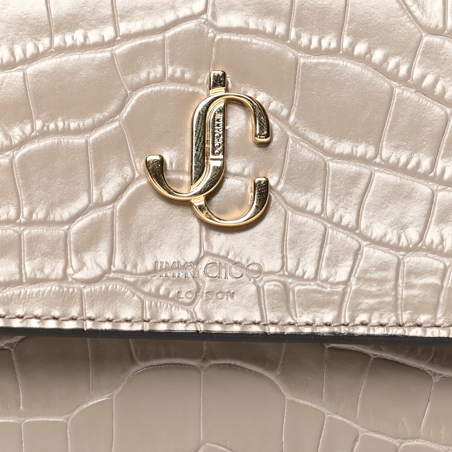 Jimmy Choo Calfskin Crocodile Embossed Martina Continental Wallet Grey 10 of 10