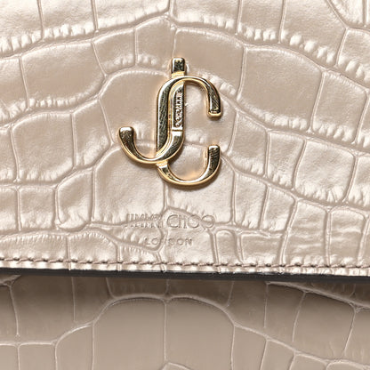 Jimmy Choo Calfskin Crocodile Embossed Martina Continental Wallet Grey 10 of 10