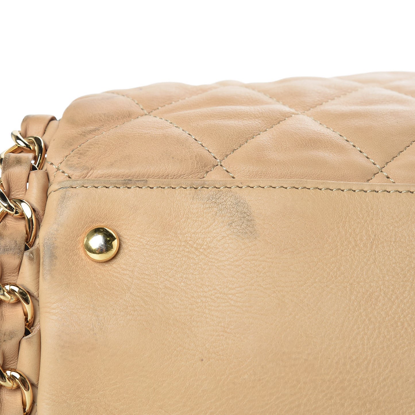 Calfskin Quilted Large Chain Me Hobo Beige