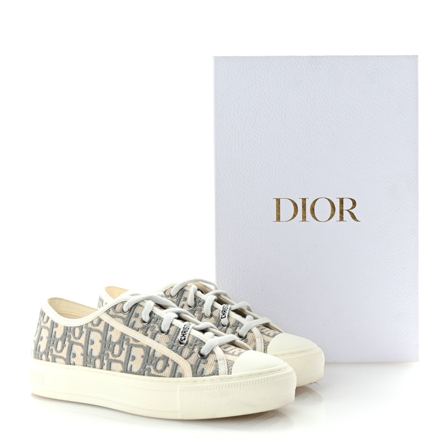 Christian Dior Canvas Oblique Walk'N'Dior Low Top Sneakers 38 Grey Stone 11 of 11