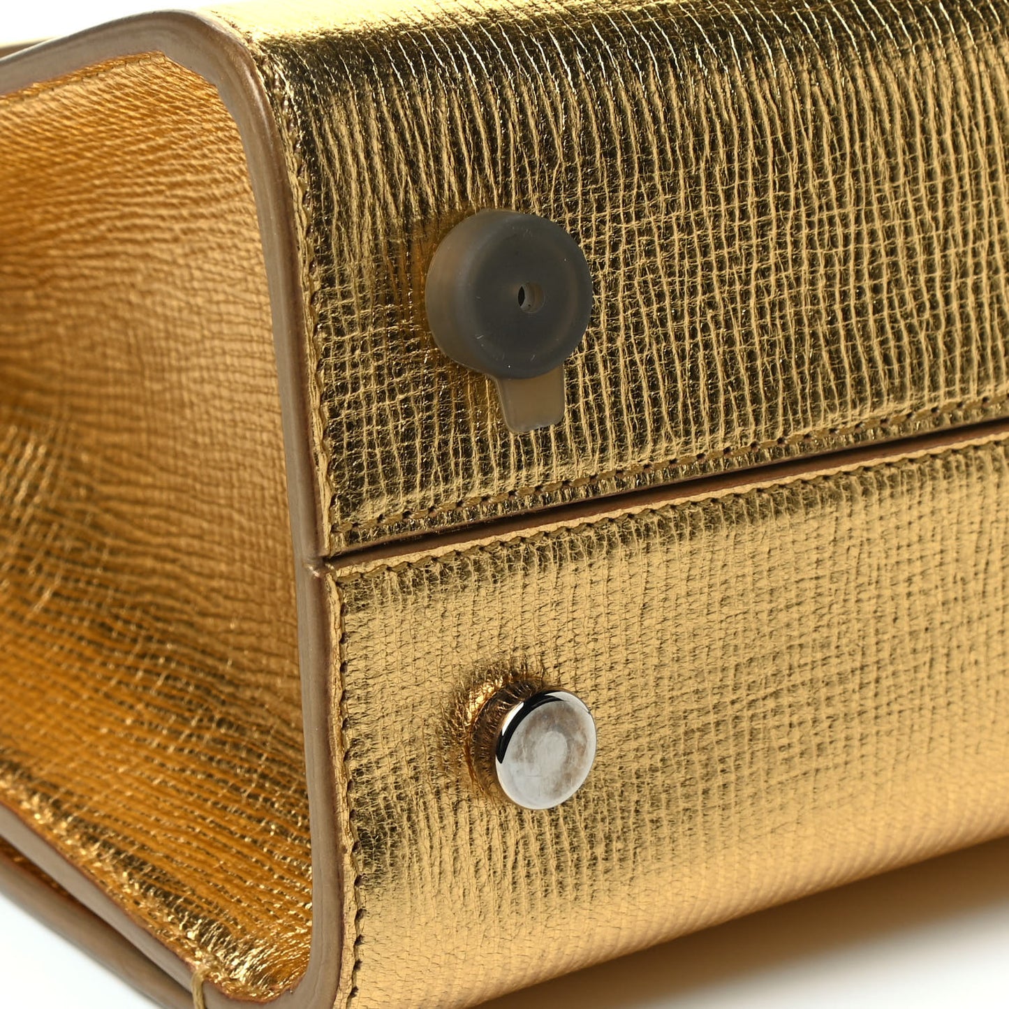 Metallic Grained Calfskin Mini Diorever Flap Gold