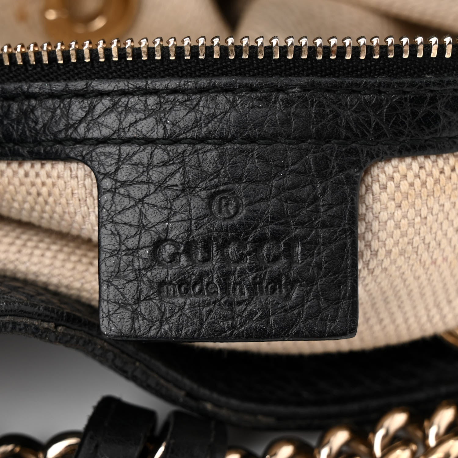 Gucci Pebbled Calfskin Medium Soho Chain Shoulder Bag Black 6 of 16