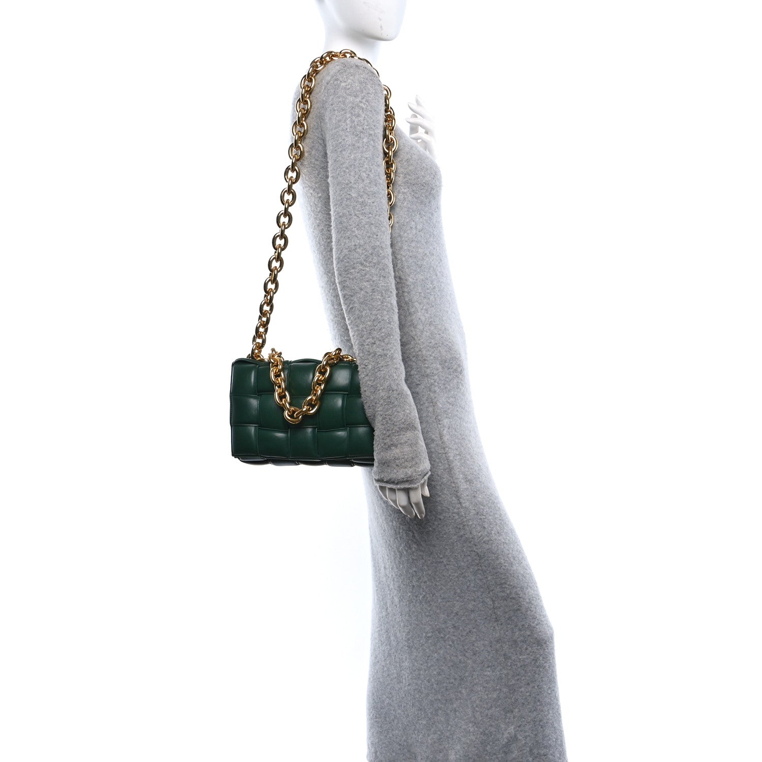 Bottega Veneta Lambskin Maxi Intreccio Padded Chain Cassette Crossbody Bag Raintree 2 of 10