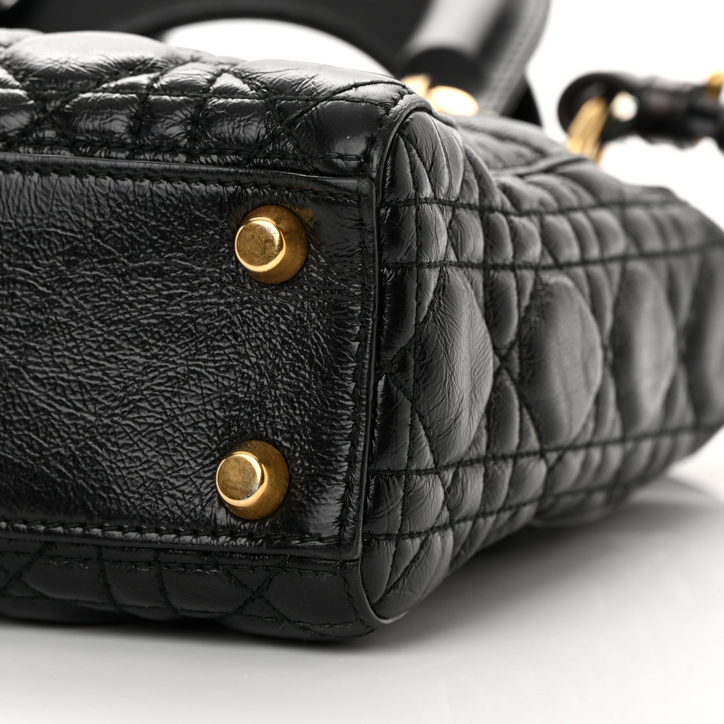 Crinkled Patent Cannage Small Lucky Badges My Lady Dior Black