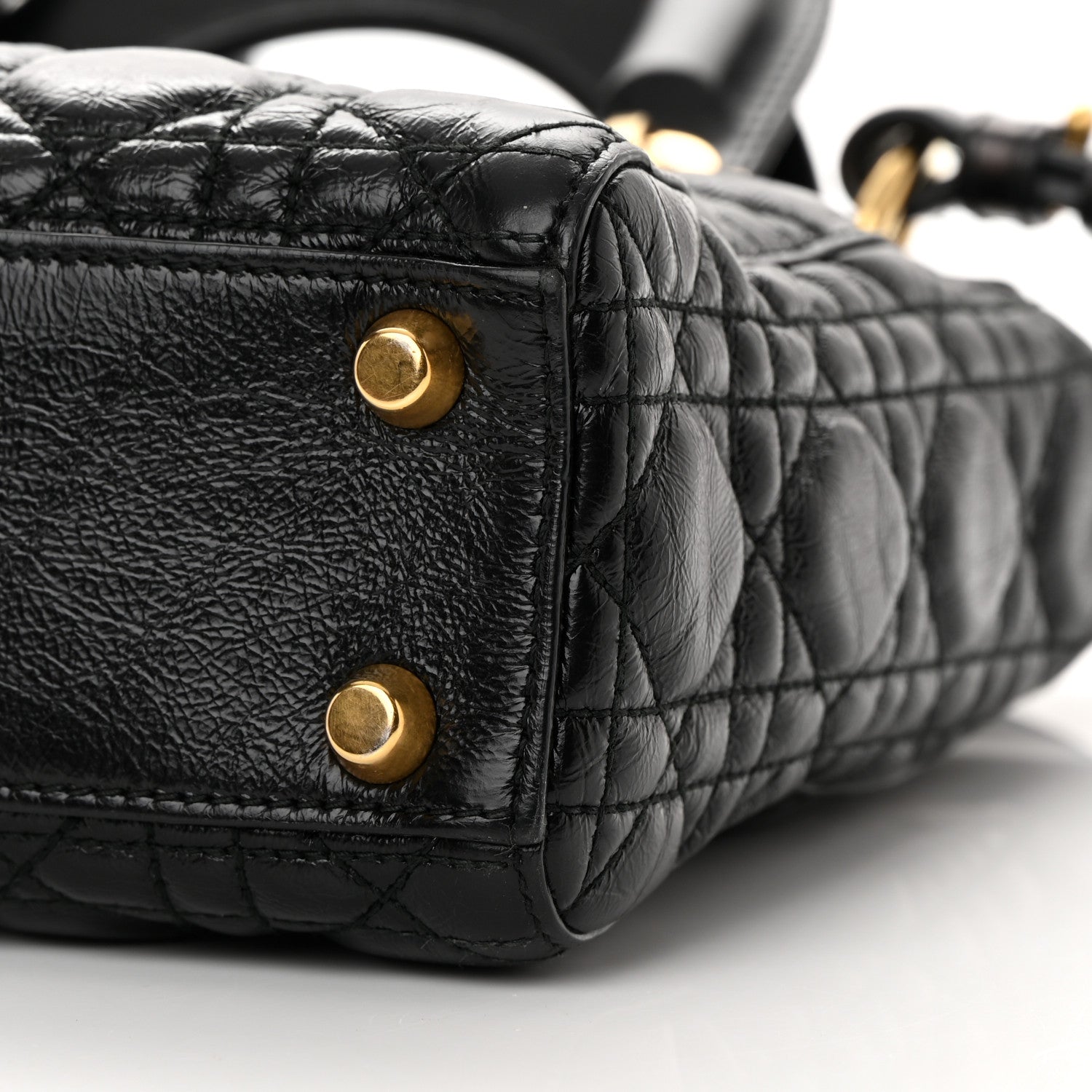 Christian Dior Crinkled Patent Cannage Small Lucky Badges My Lady Dior Black 10 of 15