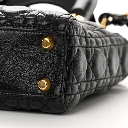Christian Dior Crinkled Patent Cannage Small Lucky Badges My Lady Dior Black 10 of 15