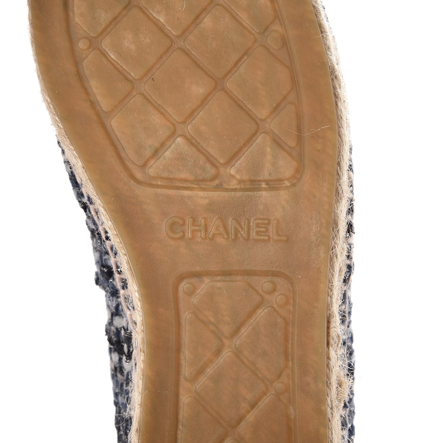 Metallic Tweed Lambskin CC Espadrilles 40 Blue Black Silver