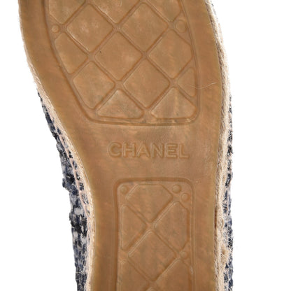 Chanel Metallic Tweed Lambskin CC Espadrilles 40 Blue Black Silver 6 of 10
