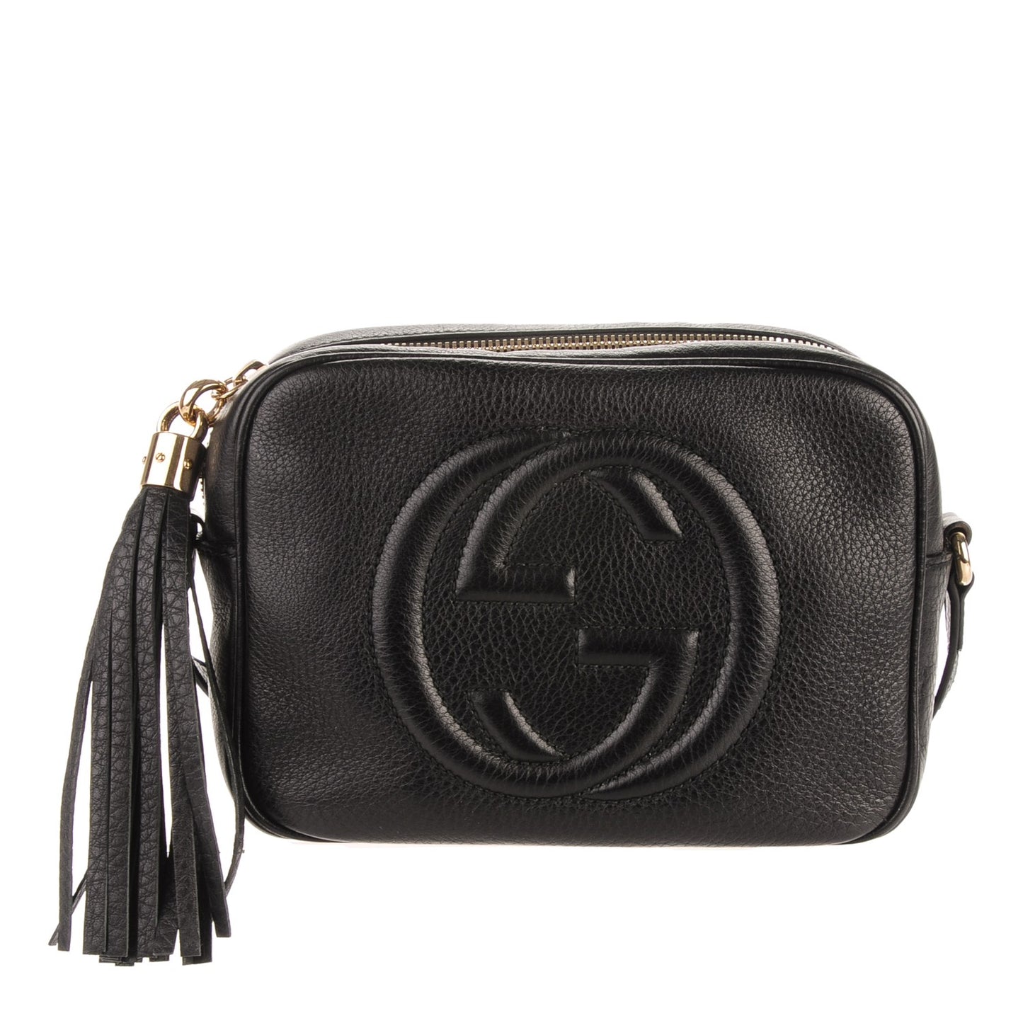 Pebbled Calfskin Small Soho Disco Bag Black