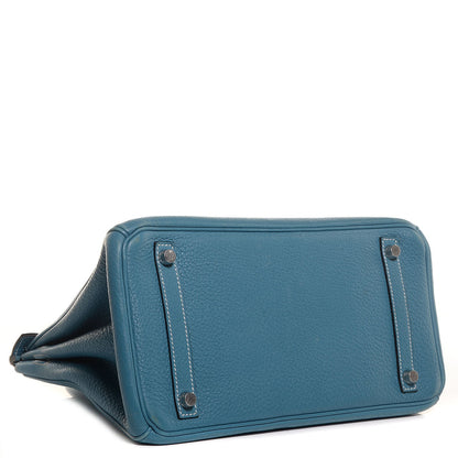Hermes Taurillon Clemence Birkin 30 Blue Jean 16 of 21
