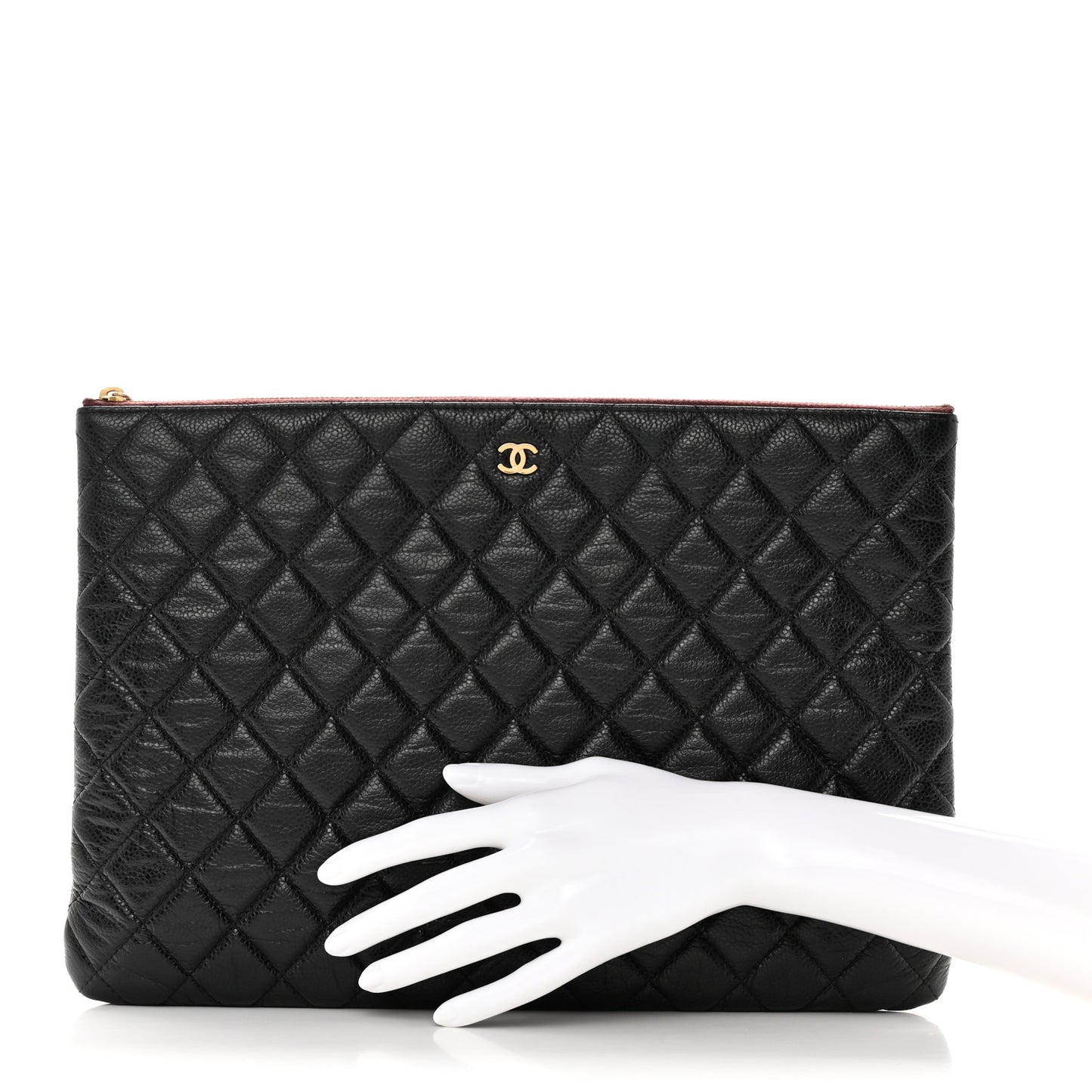 Caviar Quilted Large Cosmetic Case Black
