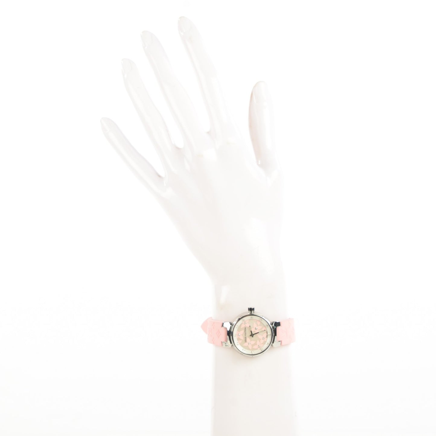 Stainless Steel Rubber 28mm Lovely Diamonds Tambour Watch Rose