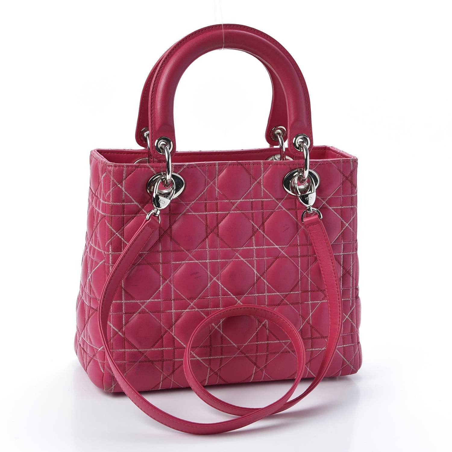 Christian Dior Lambskin Cannage Medium Lady Dior Fuchsia Multi 2 of 11