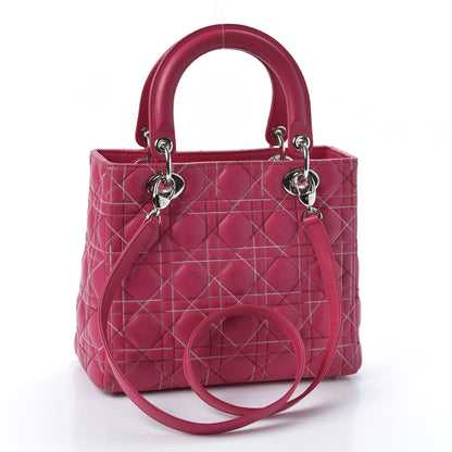Christian Dior Lambskin Cannage Medium Lady Dior Fuchsia Multi 2 of 11