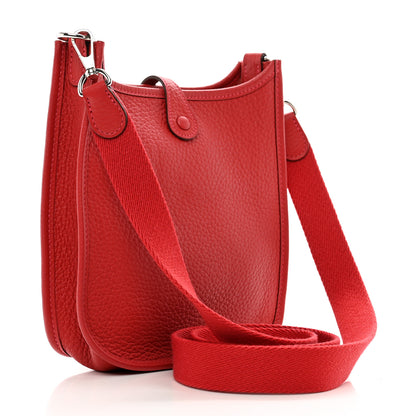 Hermes Taurillon Clemence Evelyne TPM Rouge Casaque 3 of 10